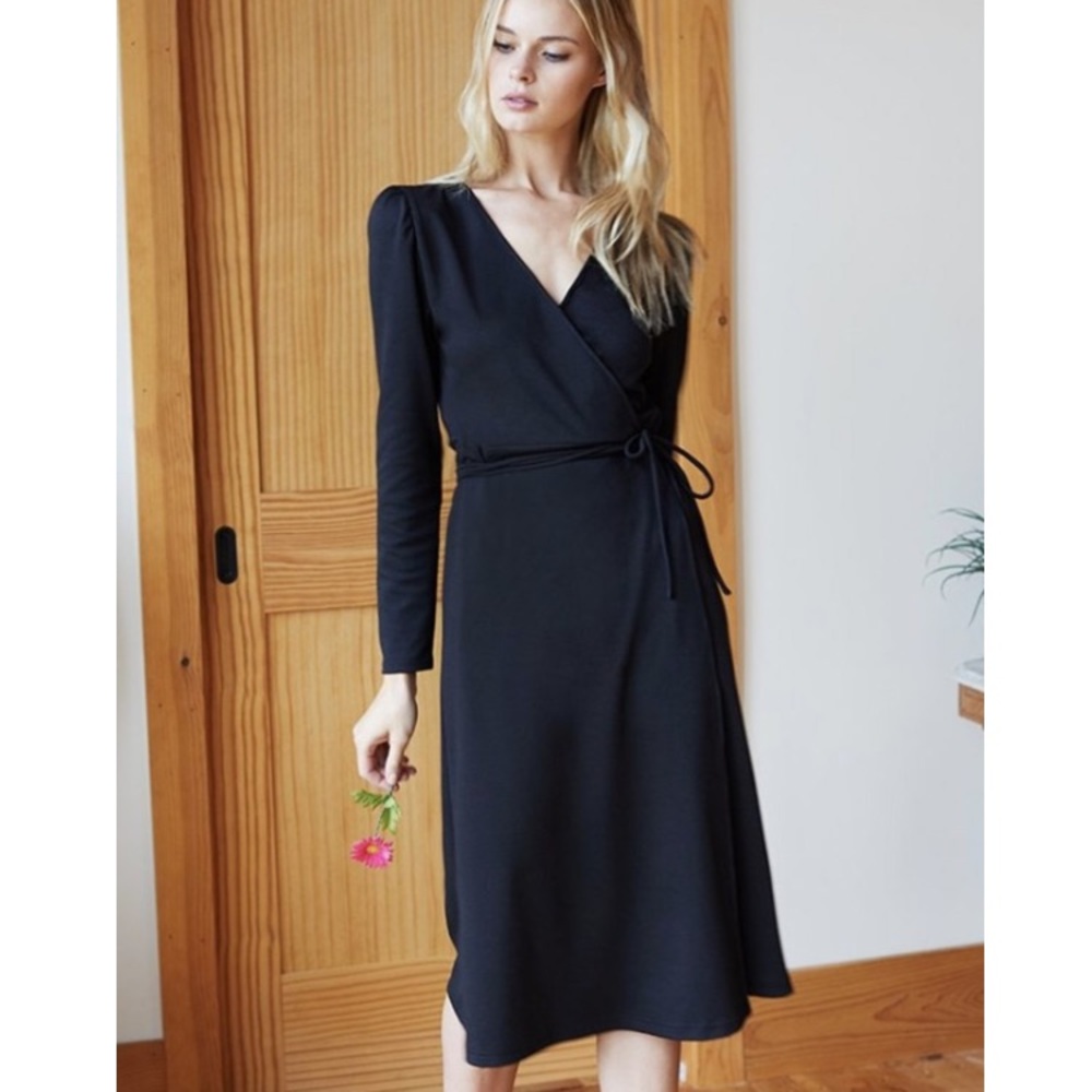 Emerson Fry Ballet Wrap Dress Black NWT